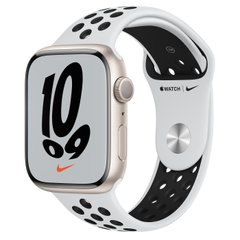 Apple Watch Nike Series 7 GPS 45mm Starlight Aluminium case with Pure Platinum/Black Nike Sport band (MKNA3)