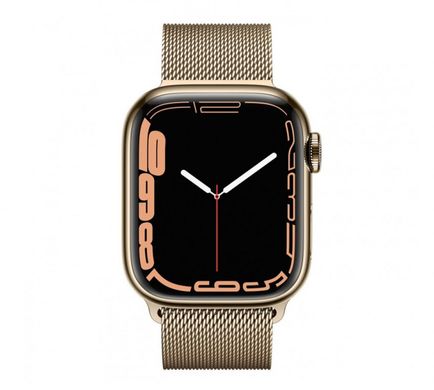 Apple Watch Series 7 GPS + Cellular 41mm Gold Stainless Steel case with Gold Stainless Steel Milanese loop (MKHH3)