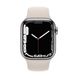 Apple Watch Series 7 GPS + Cellular 45mm Silver Stainless Steel case with Starlight Sport band (MKJD3)